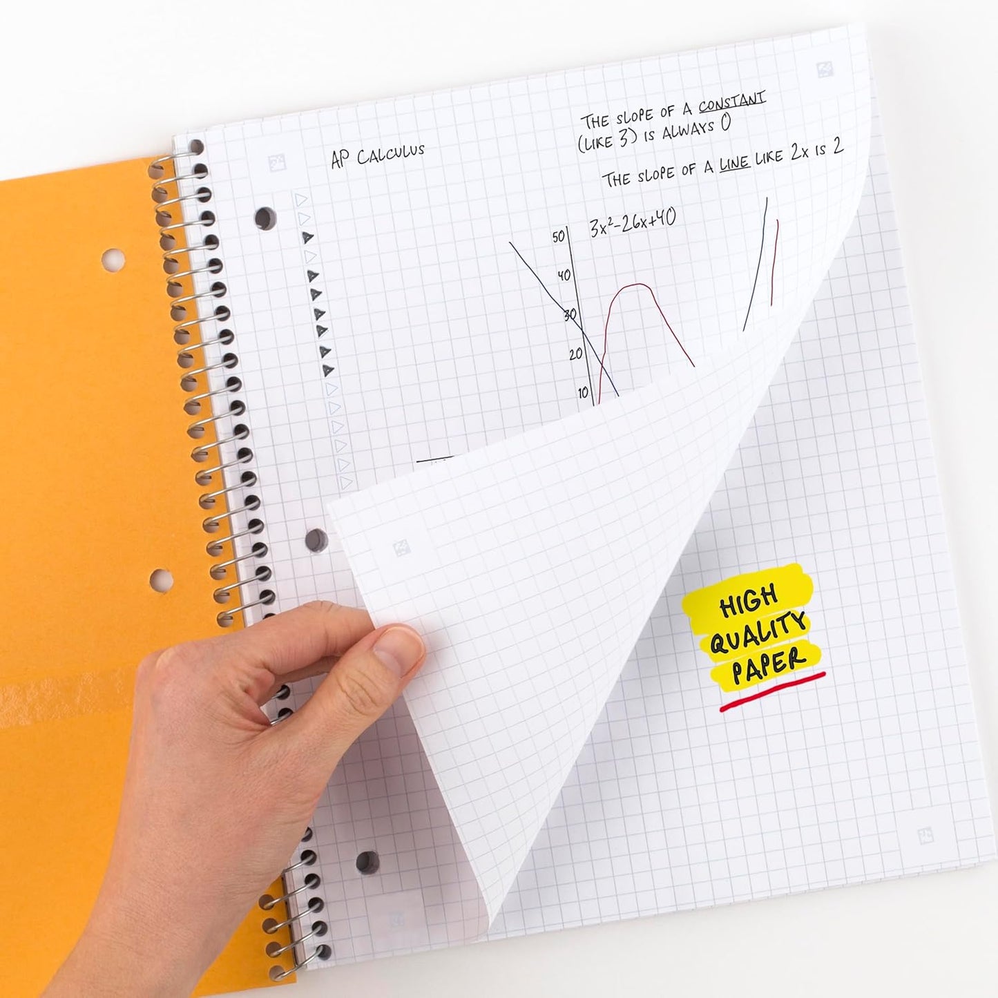 Five Star Spiral Notebook + Study App, 1 Subject, Graph Ruled Paper, 8-1/2" x 11", 100 Sheets, Fights Ink Bleed, Water Resistant Cover, Black (73679)