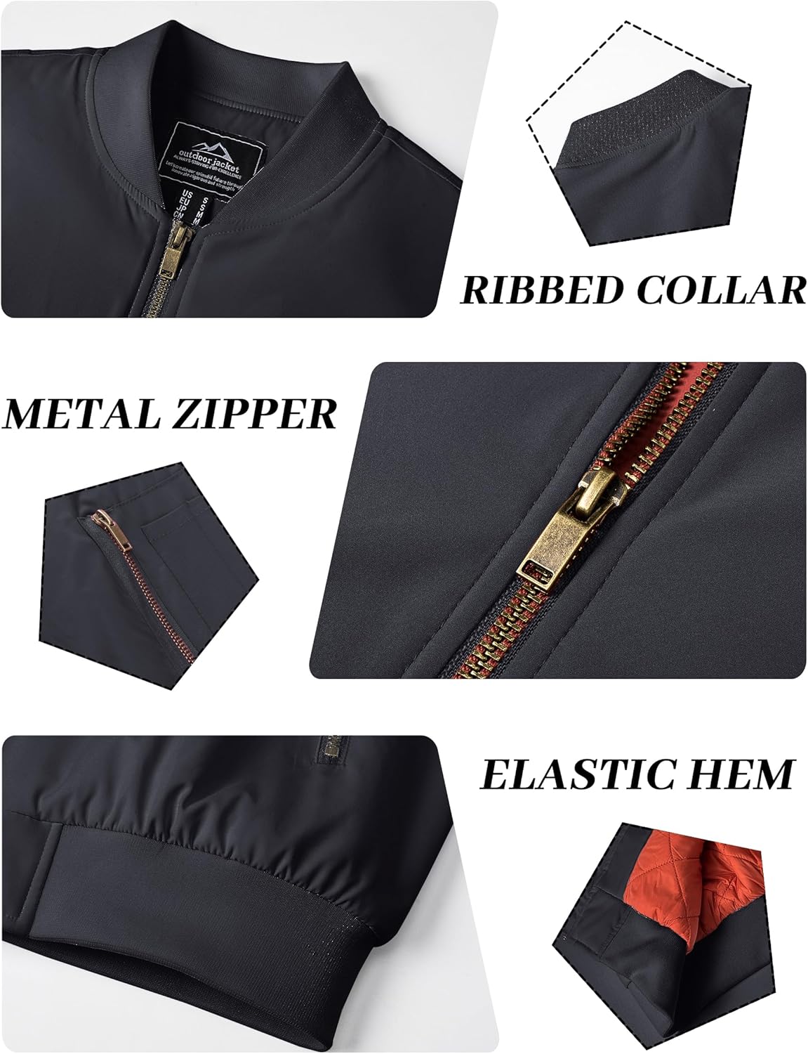 KEFITEVD Men's Jacket Casual Windproof Bomber Jackets Full Zip Windbreaker Warm Winter Padded Coats