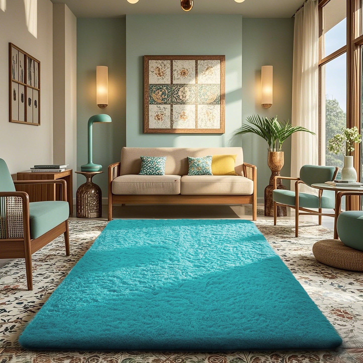 Ophanie Area Rugs for Bedroom Living Room, Grey Fluffy Fuzzy Shag Shaggy Soft Plush Carpet, 4x6 Indoor Floor Gray Rug for Kids Home Dorm Decor Aesthetic