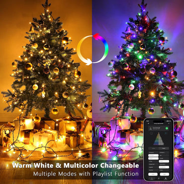 BrizLabs Smart Christmas Lights, 180FT 500 LED Color Changing Christmas Lights with App/Voice Control, Dimmable Warm White & Multicolor Mini Light String, Decorative Xmas Light for Indoor Outdoor Tree