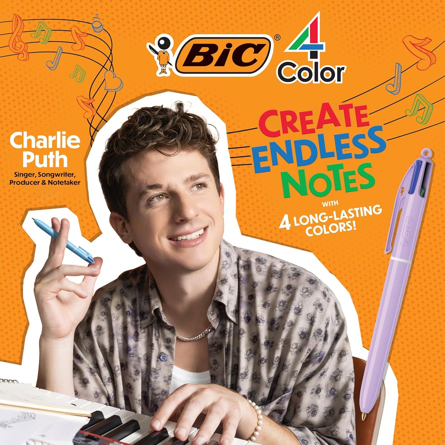 BIC 4 Color Pastel Ballpoint Pen with 1.0 mm Medium Point, Retractable, 12-Count Pack in Assorted Ink