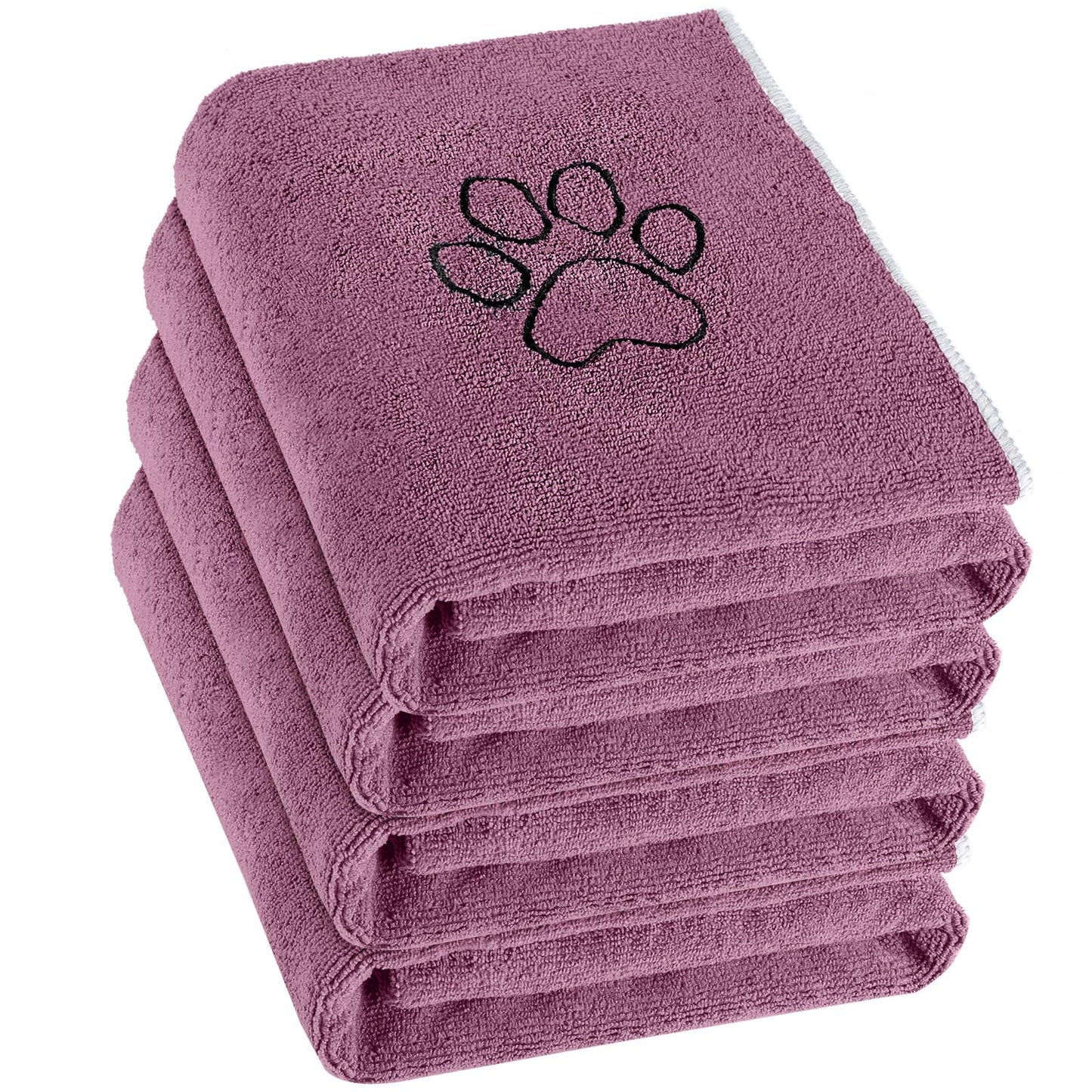 Chumia 4 Pack Dog Towels for Drying Large Microfiber Grooming Tools Absorbent Soft Bath Supplies with Embroidered Paw for Small Medium Pet Products(16 x 32 Inch,Blue)