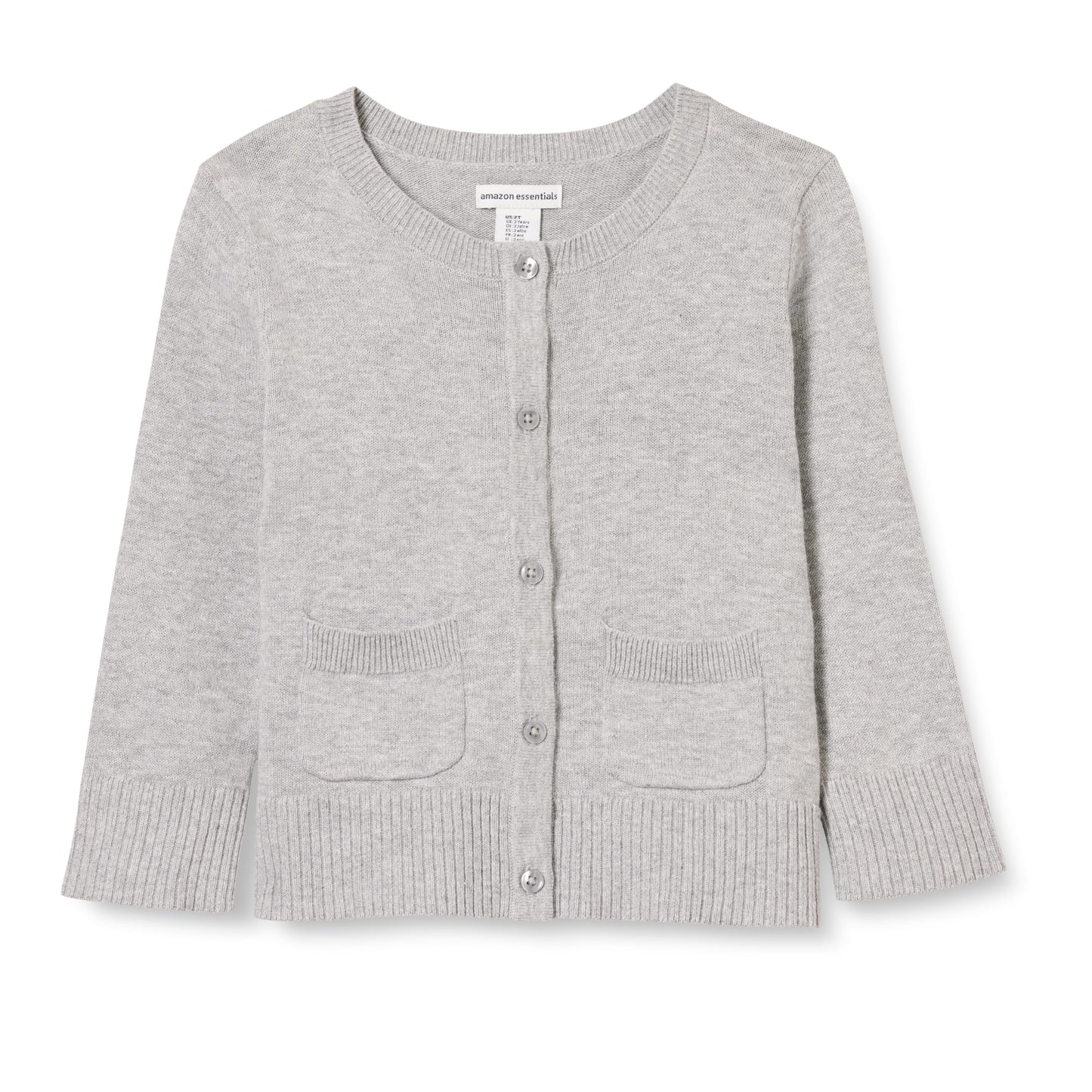 Amazon Essentials Girls and Toddlers' Uniform Slim Fit Crewneck Cardigan Sweater