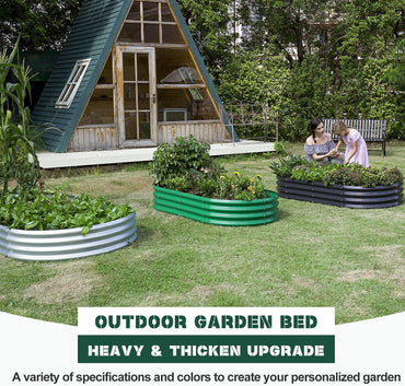 Land Guard Galvanized Raised Garden Bed Kit, Galvanized Planter Garden Boxes Outdoor, Oval Large Metal for Vegetables…………