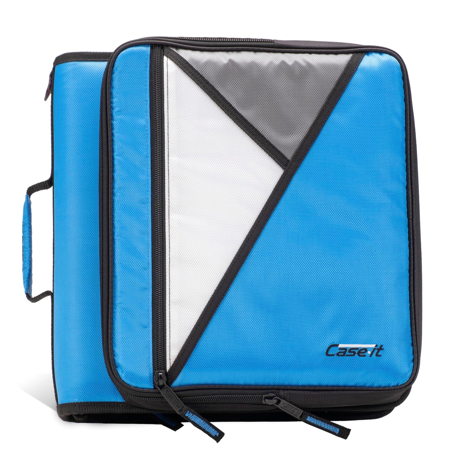 Case-It 2 Inch 3 D-Ring Zipper Binder with Padded Laptop Case Workstation, Shoulder Strap, LT-117, Black