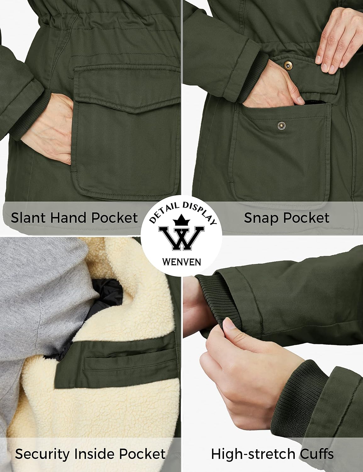 WenVen Women's Winter Warm Sherpa Lined Jacket Heavy Parka Coat with Hood