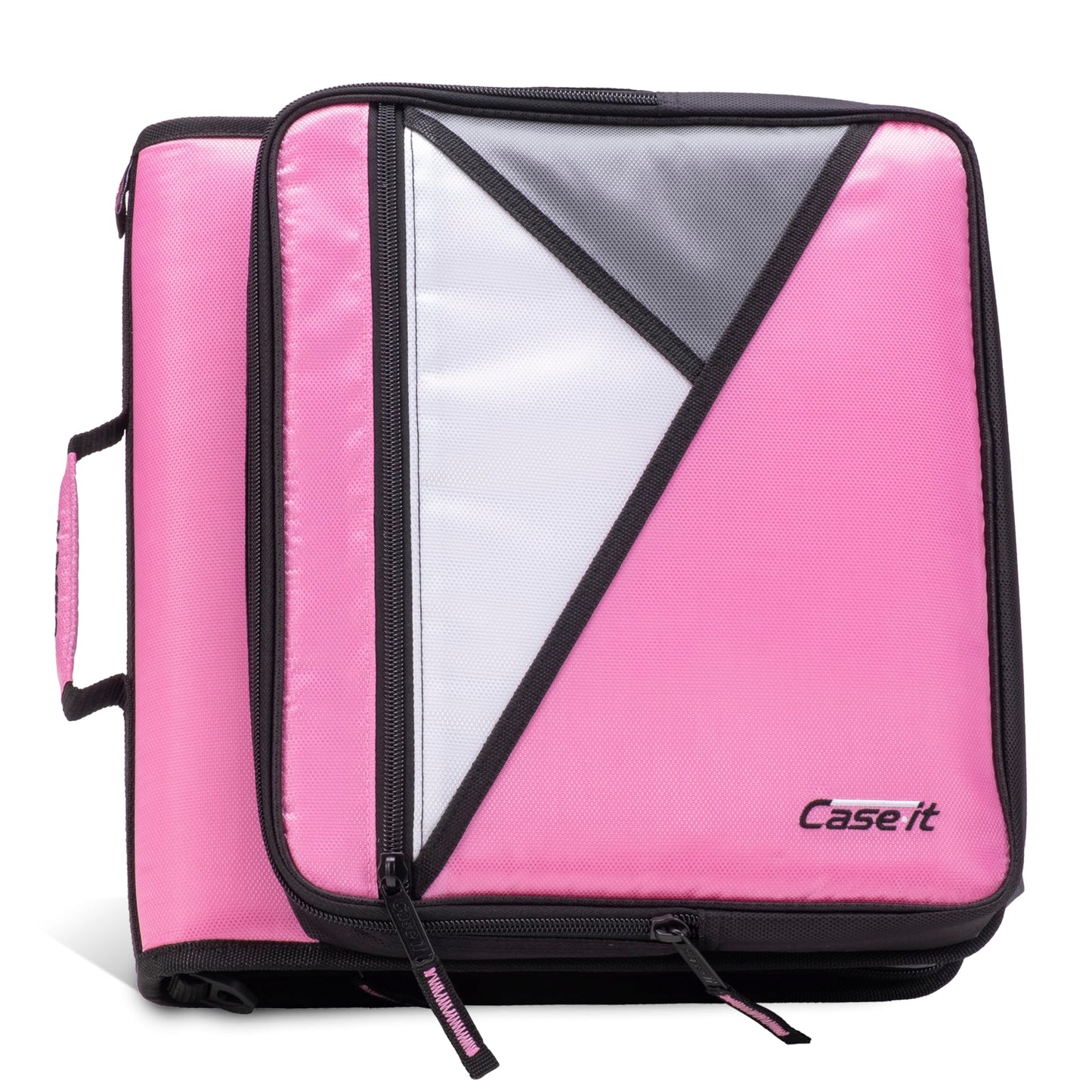 Case-It 2 Inch 3 D-Ring Zipper Binder with Padded Laptop Case Workstation, Shoulder Strap, LT-117, Black