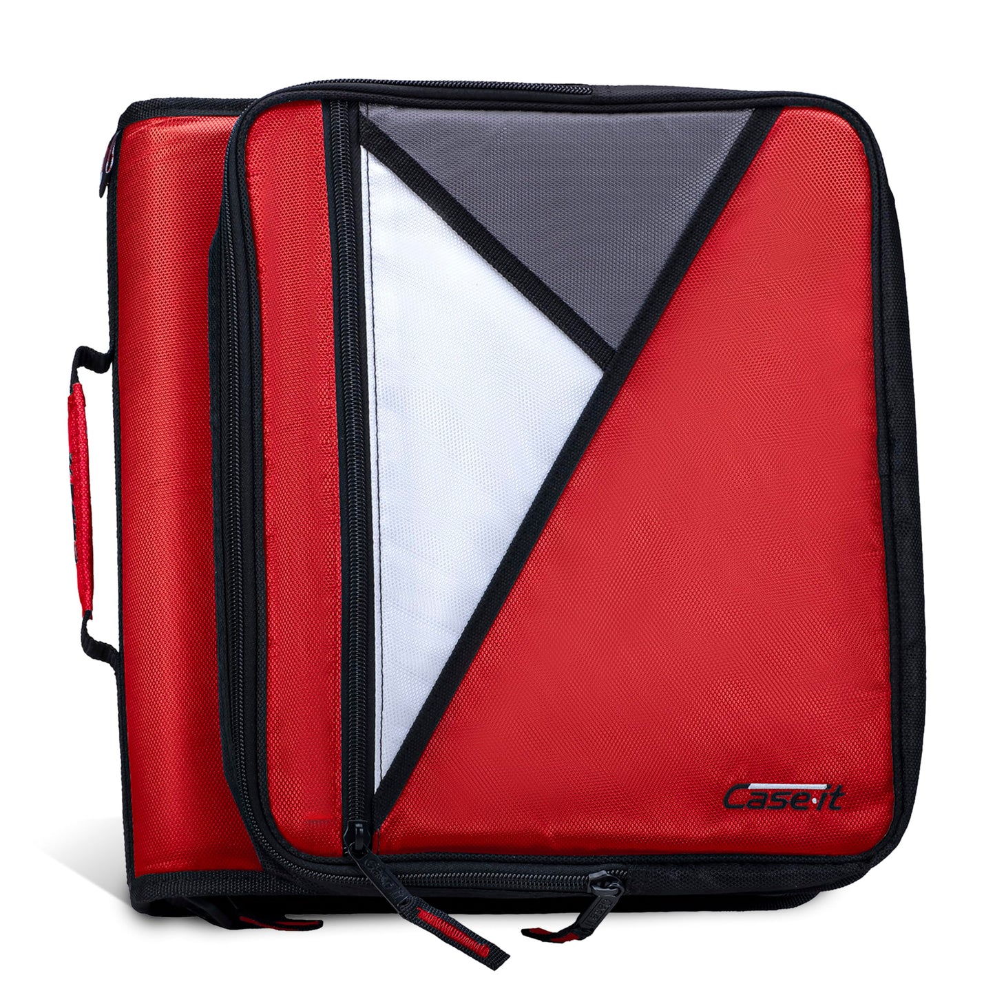 Case-It 2 Inch 3 D-Ring Zipper Binder with Padded Laptop Case Workstation, Shoulder Strap, LT-117, Black