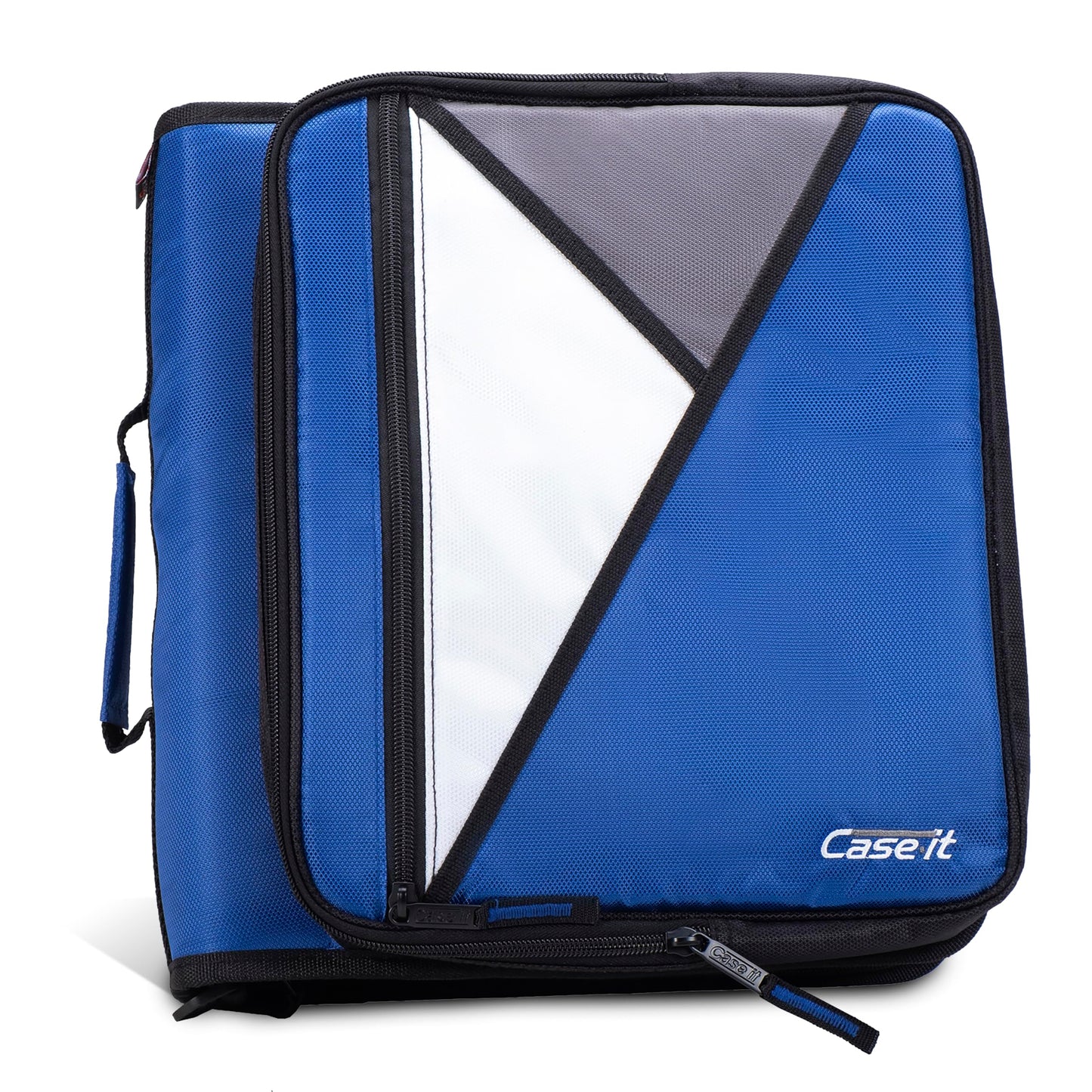 Case-It 2 Inch 3 D-Ring Zipper Binder with Padded Laptop Case Workstation, Shoulder Strap, LT-117, Black