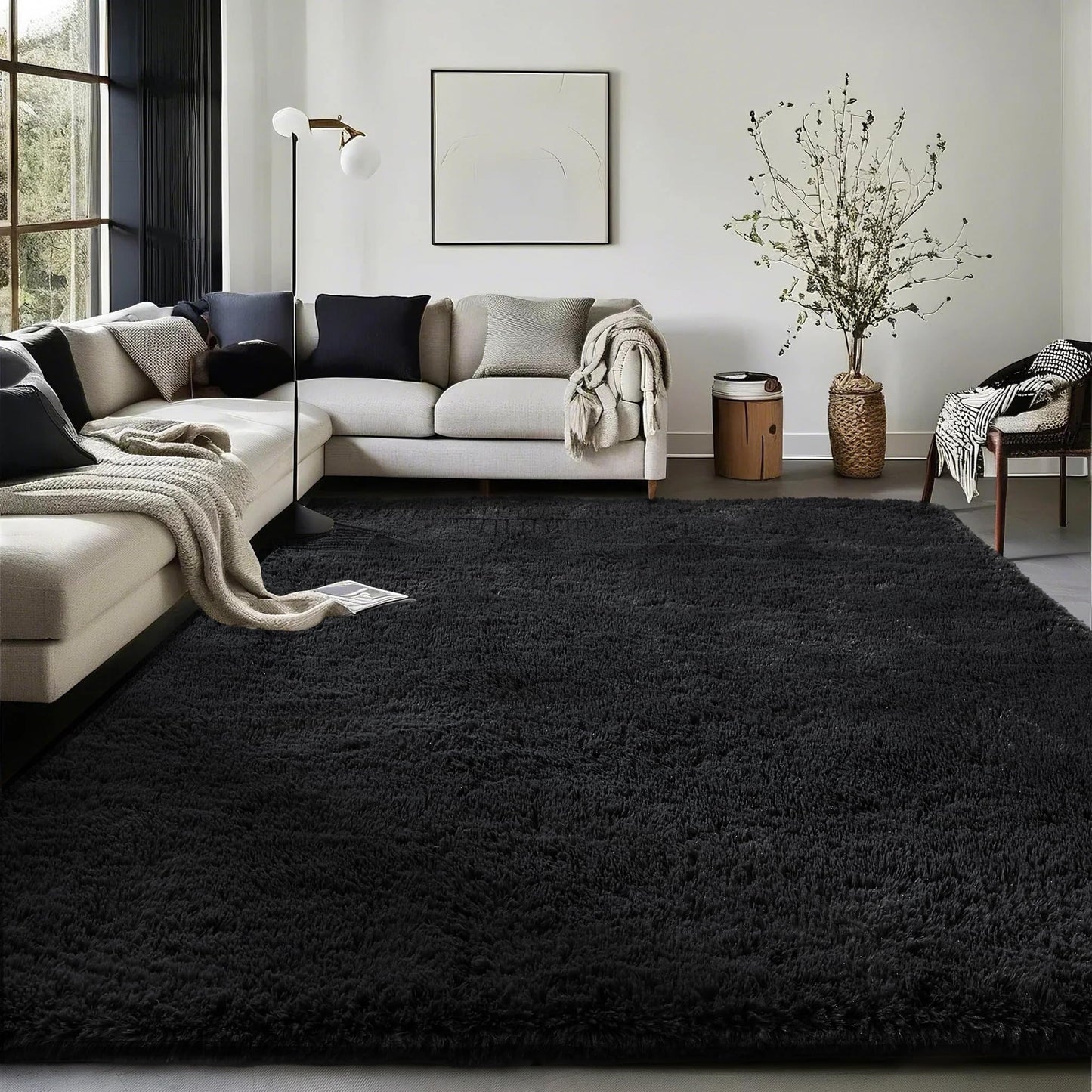 Ophanie Area Rugs for Bedroom Living Room, Grey Fluffy Fuzzy Shag Shaggy Soft Plush Carpet, 4x6 Indoor Floor Gray Rug for Kids Home Dorm Decor Aesthetic