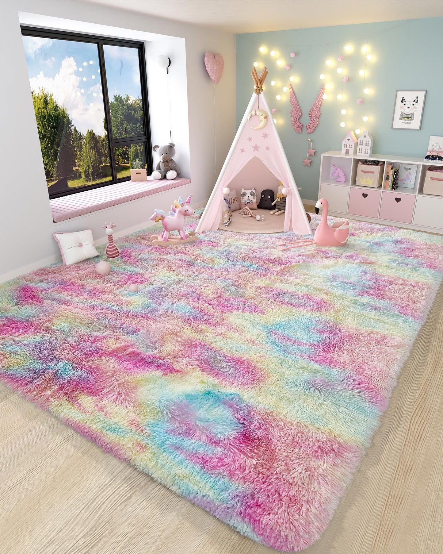 Ophanie Area Rugs for Bedroom Living Room, Grey Fluffy Fuzzy Shag Shaggy Soft Plush Carpet, 4x6 Indoor Floor Gray Rug for Kids Home Dorm Decor Aesthetic