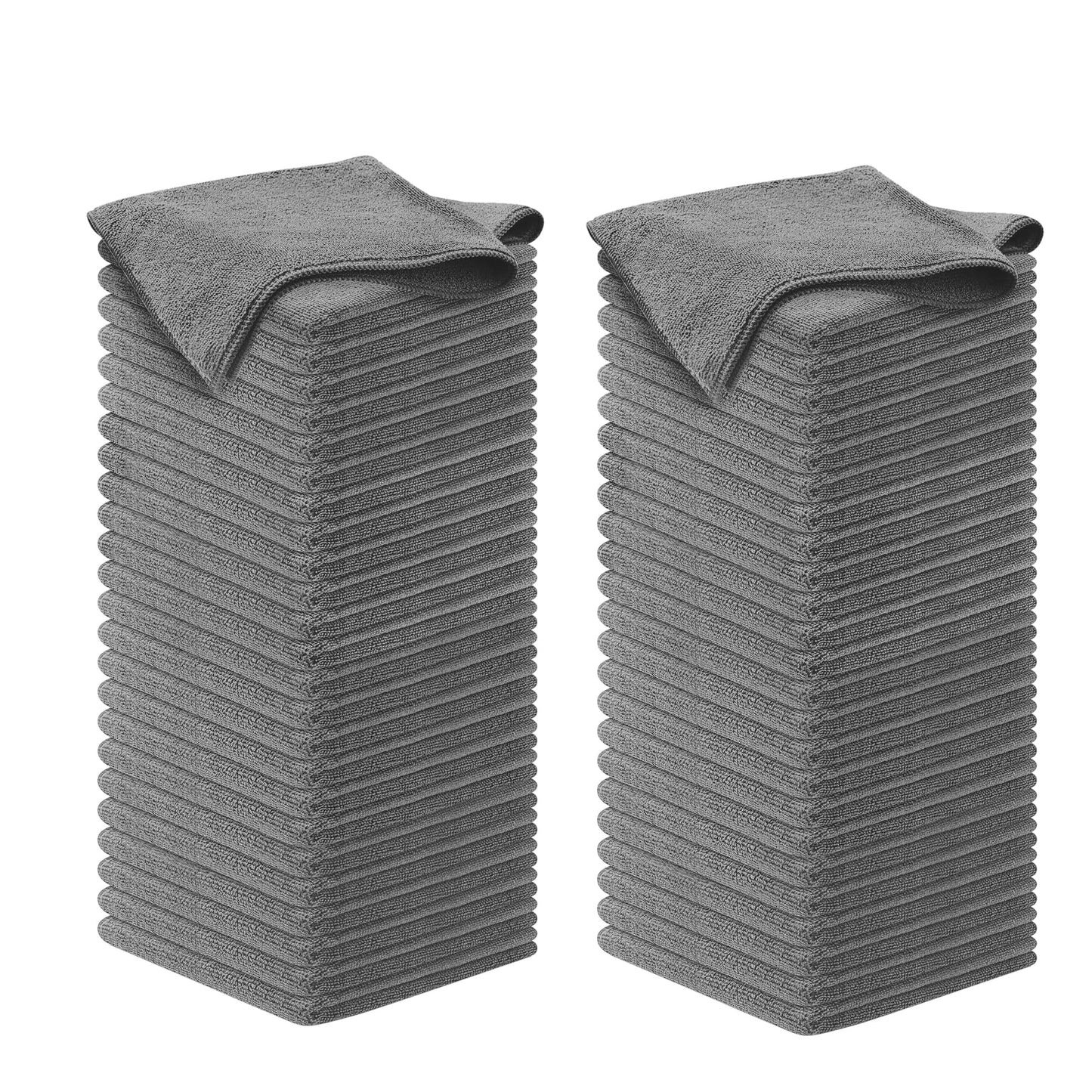 USANOOKS Microfiber Cleaning Cloth Grey - 12 Pcs (12.5"x12.5") - High Performance - 1200 Washes, Ultra Absorbent Microfiber Towel Weave Grime & Liquid for Streak-Free Mirror Shine - Car Washing Cloth
