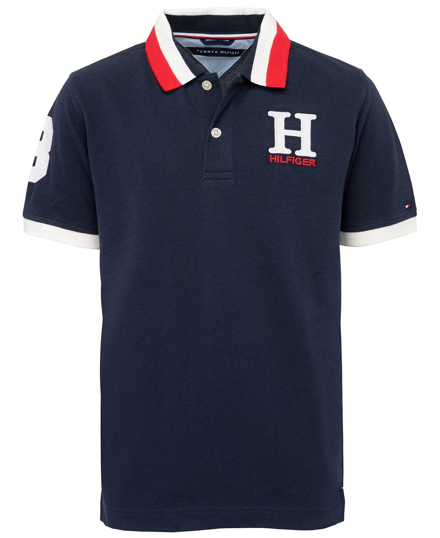 Tommy Hilfiger Boys' Short Sleeve Premium Pique Polo Shirt, Button Closure, Soft & Comfortable