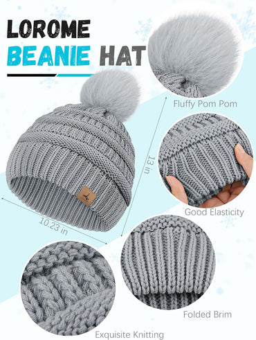 Winter Hat Scarf Gloves and Ear Warmer, Warm Knit Beanie Hat Touch Screen Gloves Set Winter Gifts Neck Scarves for Women