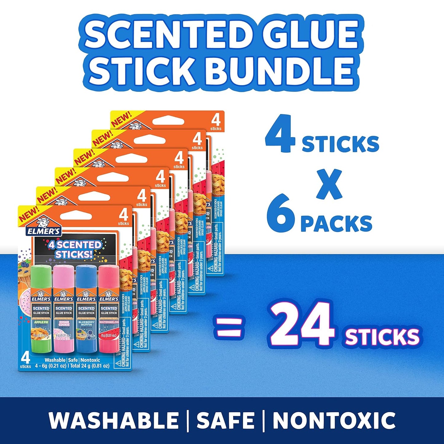 Elmer’s Scented Glue Sticks Washable Clear Assorted Scents 6 Grams 6 Packs of 4 (24 Total Count)