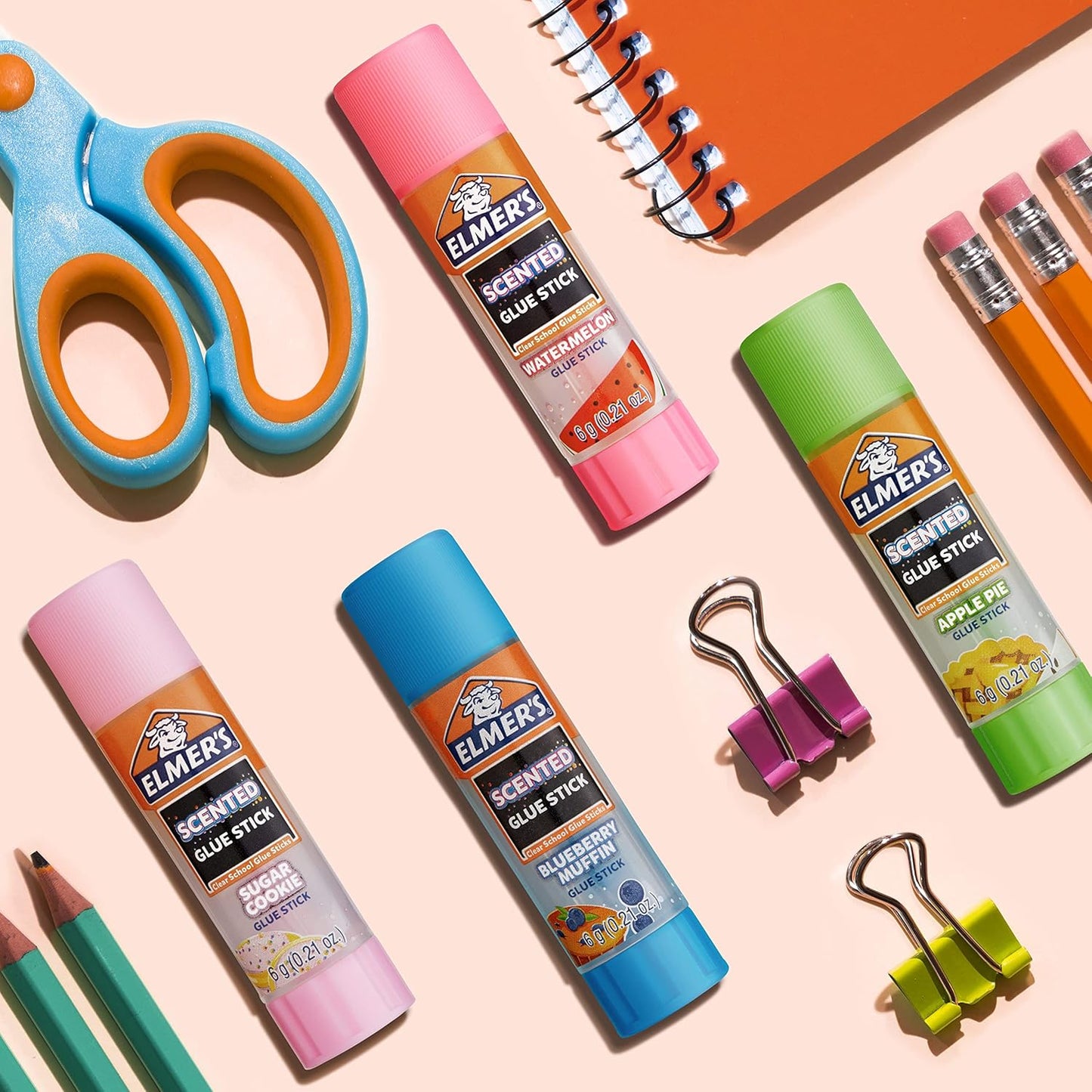 Elmer’s Scented Glue Sticks Washable Clear Assorted Scents 6 Grams 6 Packs of 4 (24 Total Count)
