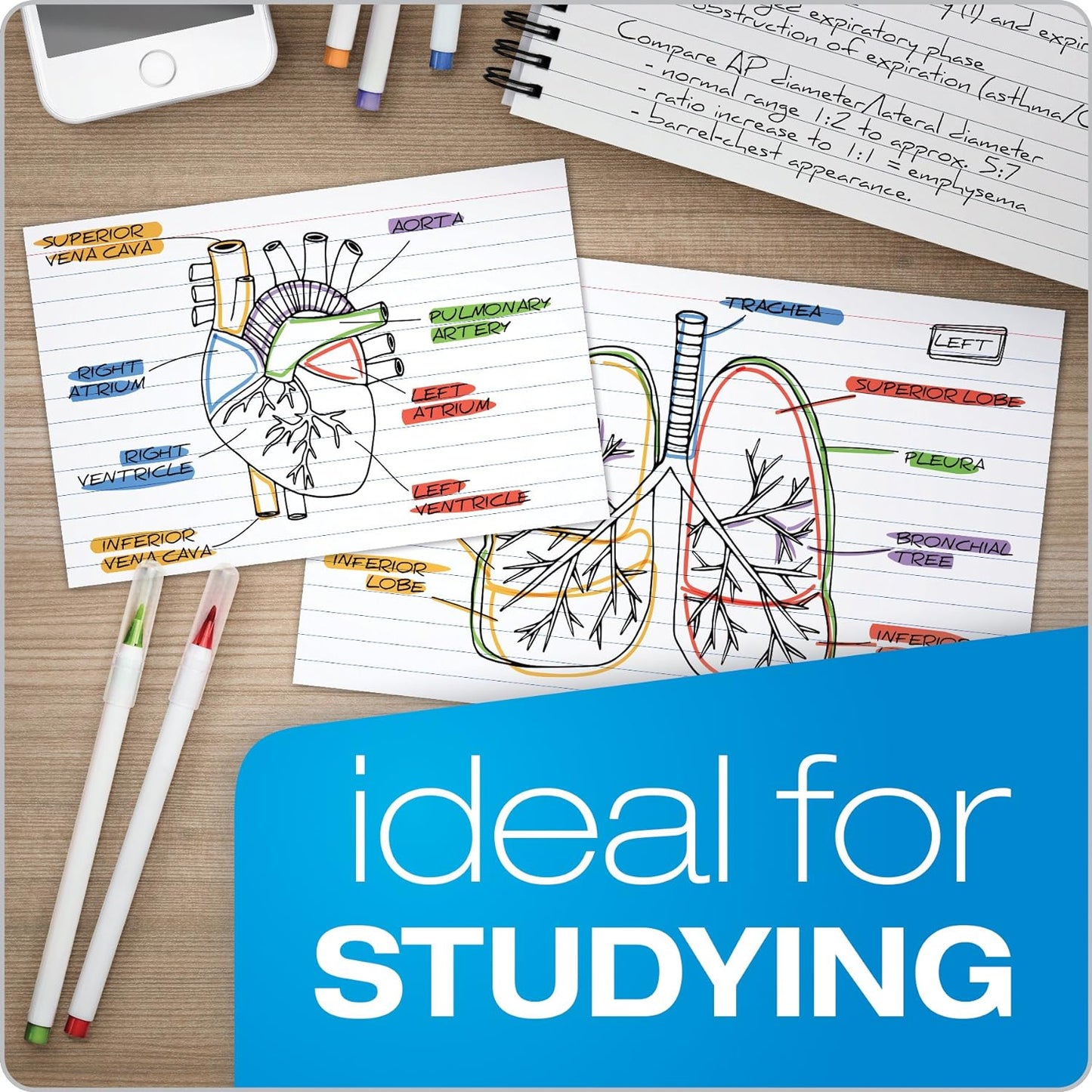 Oxford Ruled Index Cards, 3" x 5", White, Lined Index Flashcards, 300 per Pack (10022)