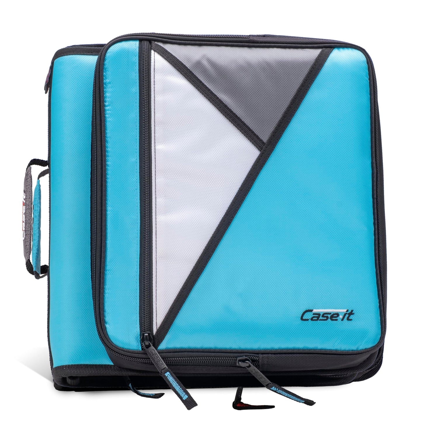 Case-It 2 Inch 3 D-Ring Zipper Binder with Padded Laptop Case Workstation, Shoulder Strap, LT-117, Black
