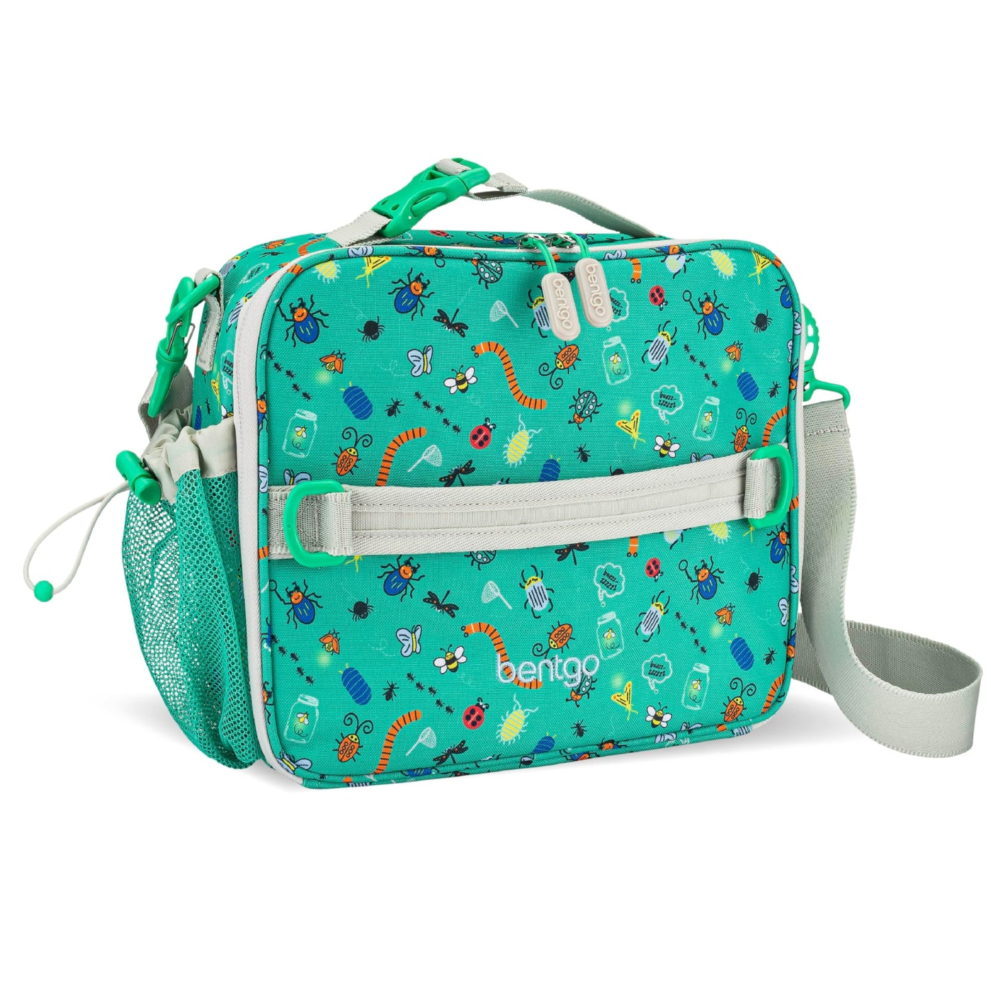 Bentgo Kids Lunch Bag - Double-Insulated, Reusable Lunch Bag for Kids 3+ with Adjustable Strap; Holds Lunch Box/Water Bottle/Snacks; Easy-Clean, Water-Resistant & Pockets (Sports)