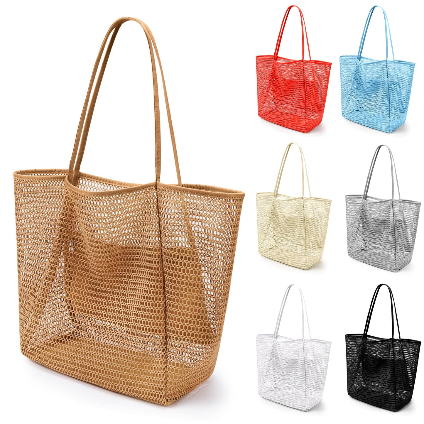 VOROLO Mesh Tote Beach Bag,Women Fairycore Hobo Bag,Shoulder Bag,Soft Summer Casual Crochet Bags