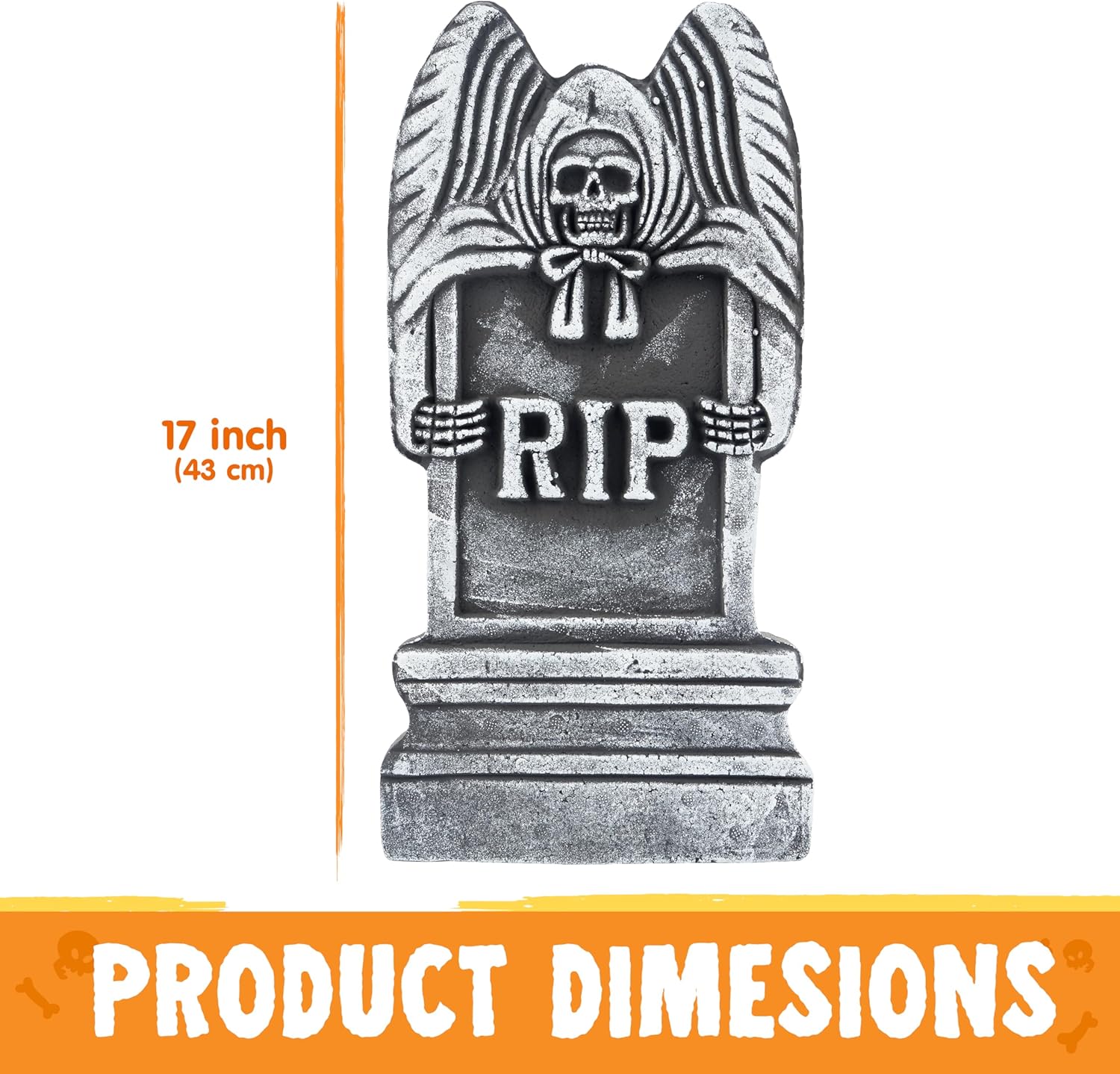 JOYIN 17” Halloween Foam RIP Graveyard Tombstones (5 Pack), Halloween Tombstones Decorations Outdoor for Graves with 12 Metal Stakes for Cemetery Yard Lawn Party Decor