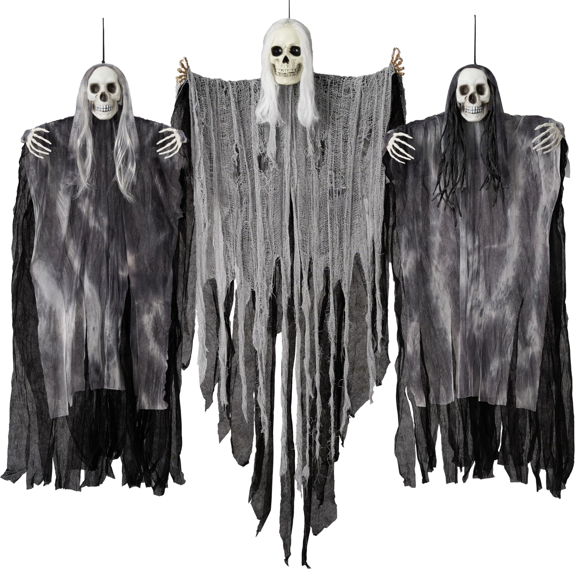 JOYIN 3 Pack Hanging Halloween Skeleton Ghosts Decorations, Grim Reapers for Best Halloween Outdoor Decorations