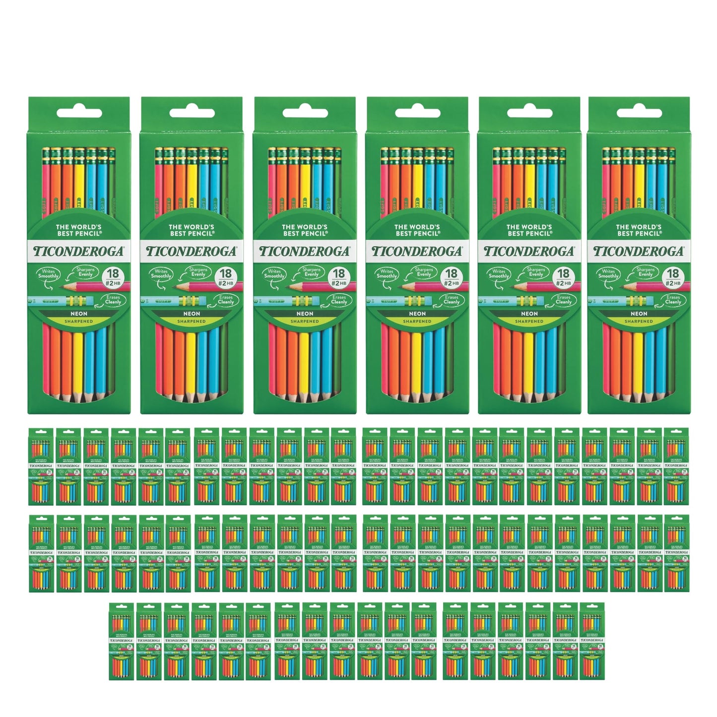 Ticonderoga Wood-Cased Pencils, Pre-Sharpened, 2 HB Soft, Pastel Colors, 18 Count