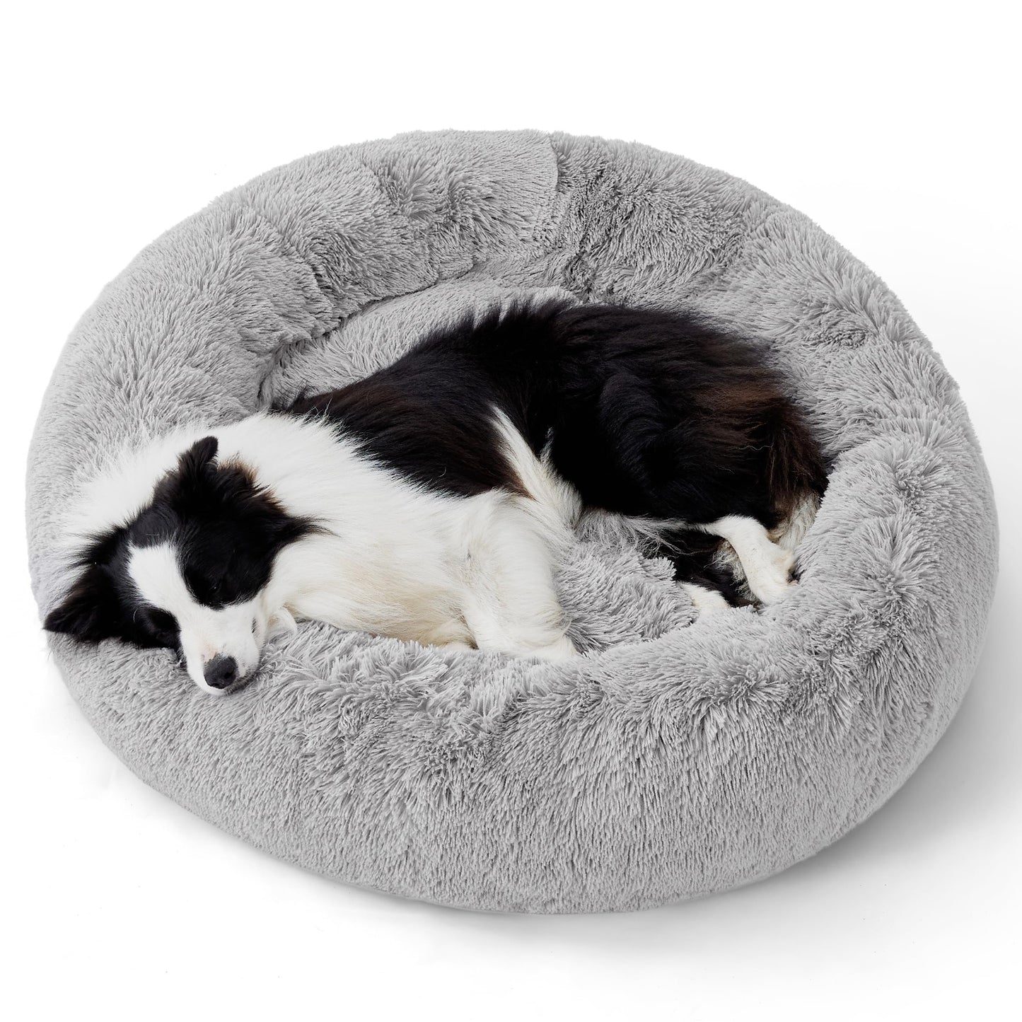 Bedsure Calming Dog Bed for Small Dogs - Donut Washable Small Pet Bed, 23 inches Anti-Slip Round Fluffy Plush Faux Fur Large Cat Bed, Fits up to 25 lbs Pets, Camel