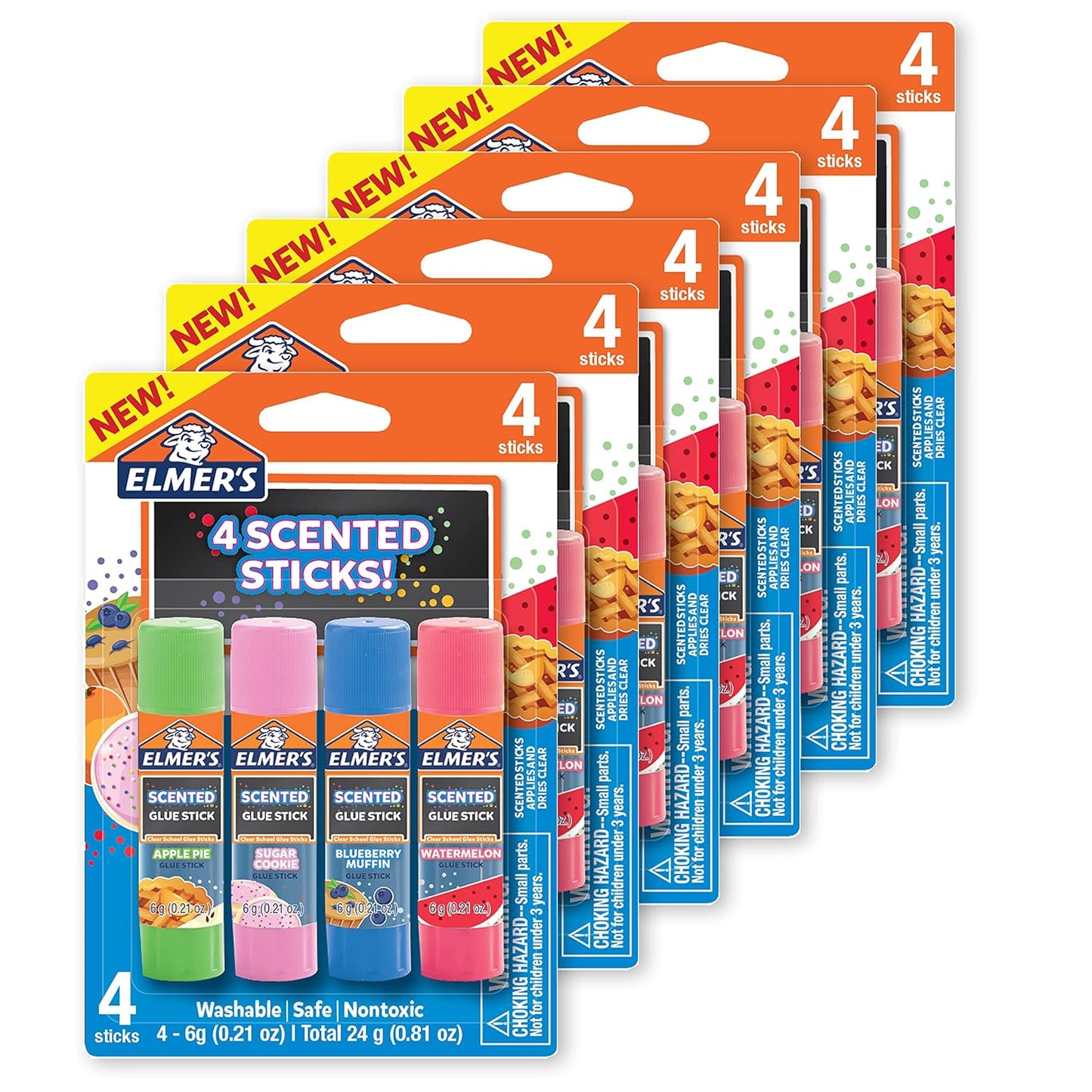 Elmer’s Scented Glue Sticks Washable Clear Assorted Scents 6 Grams 6 Packs of 4 (24 Total Count)