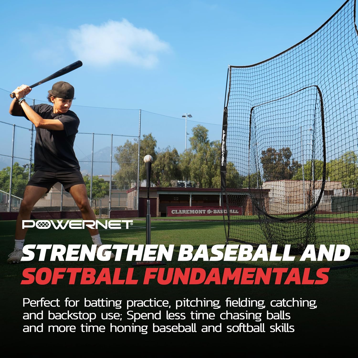 PowerNet Baseball Softball Practice Net 7x7 with Baseball Accessories for Practice Pitching, Batting & Fielding, Ball Caddy, Weighted Baseballs, Tee