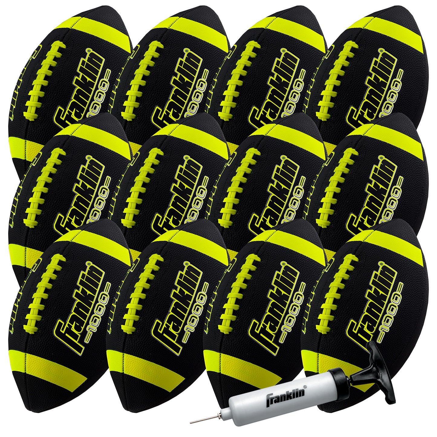 Franklin Sports Youth + Adult Footballs - Extra Grip 1000 Official Size, Junior + Pee Wee Kids - 1 + 12 Packs
