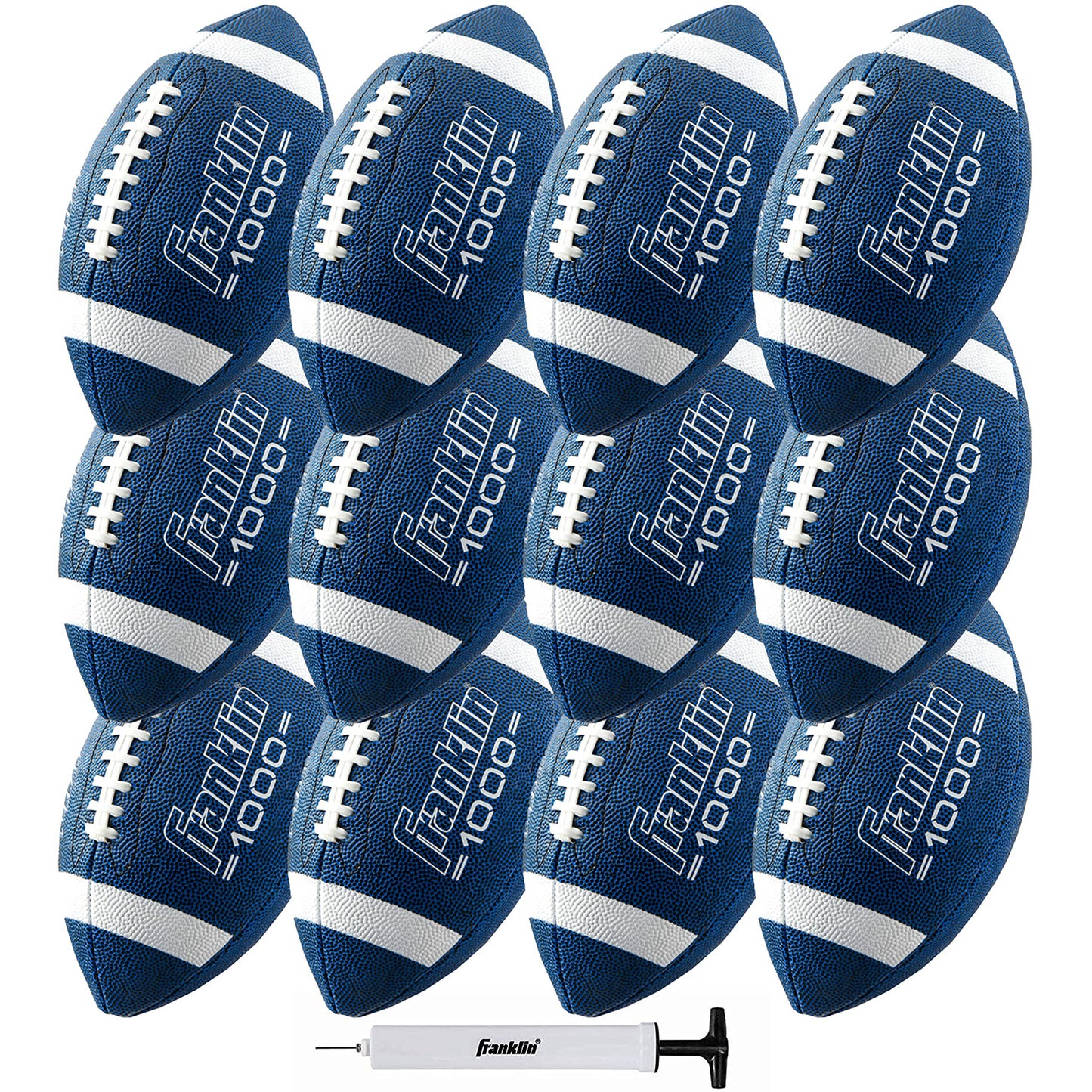 Franklin Sports Youth + Adult Footballs - Extra Grip 1000 Official Size, Junior + Pee Wee Kids - 1 + 12 Packs