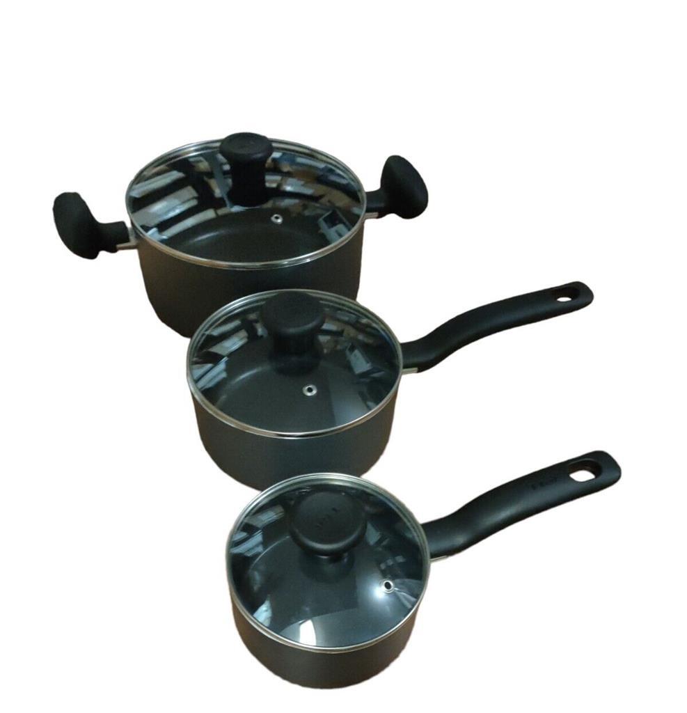 T-fal Cookware Set Nonstick Inside and Out 9 Piece Gray