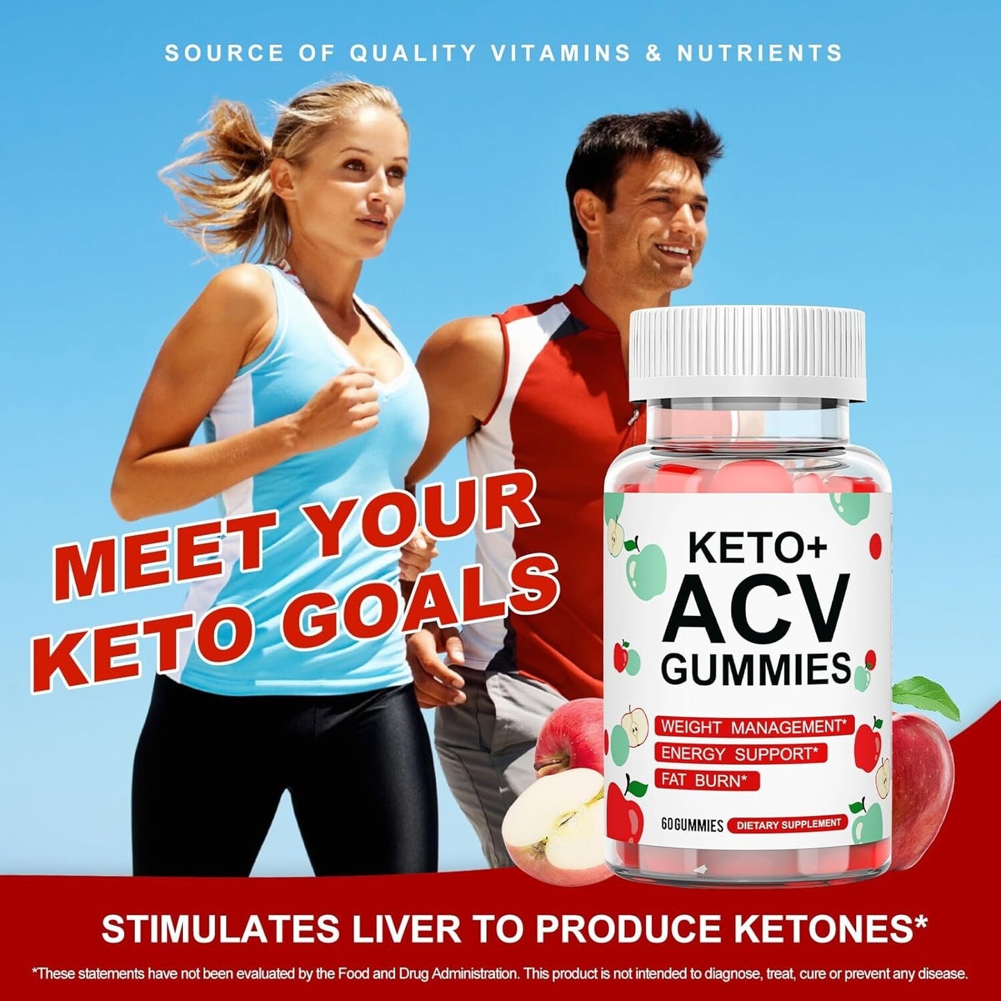 Keto ACV Gummies for Weight Loss, Apple Cider Vinegar 60 Gummies for Women & Men