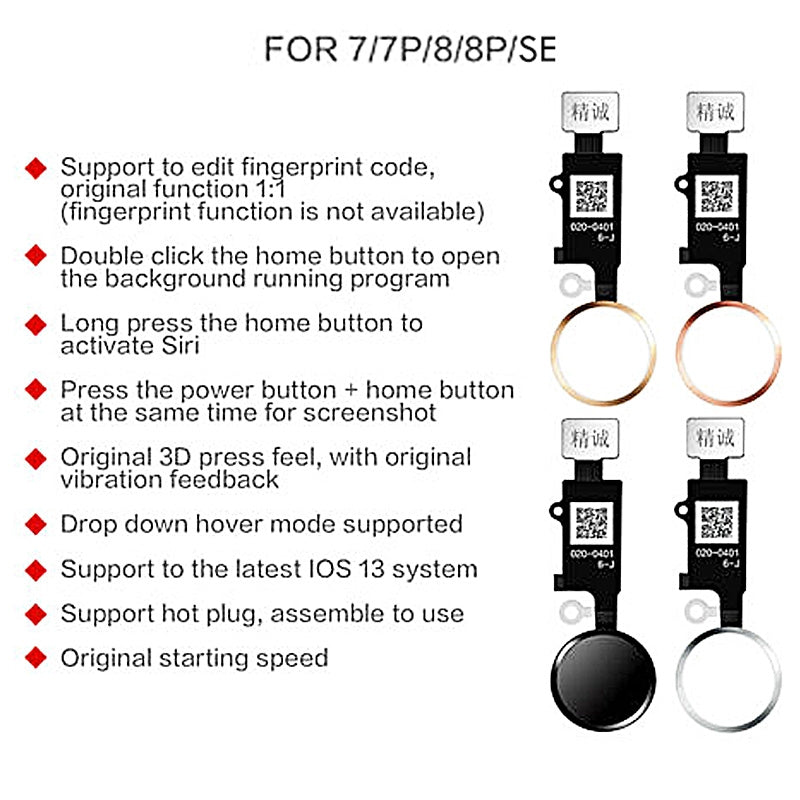 JC 6 Gen Universal Restore Home Button for iPhone SE (2022)/ SE (2020)/ 8 Plus/ 8/ 7 Plus/ 7 - Gold