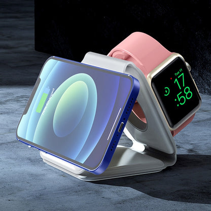 Multiple Devices Charging Station - 3 in 1 Foldable Magnetic Wireless Charger Dock - Travel Charging Pad Compatible for iPhone 16 15 14 13 12 Pro Max Plus Watc...