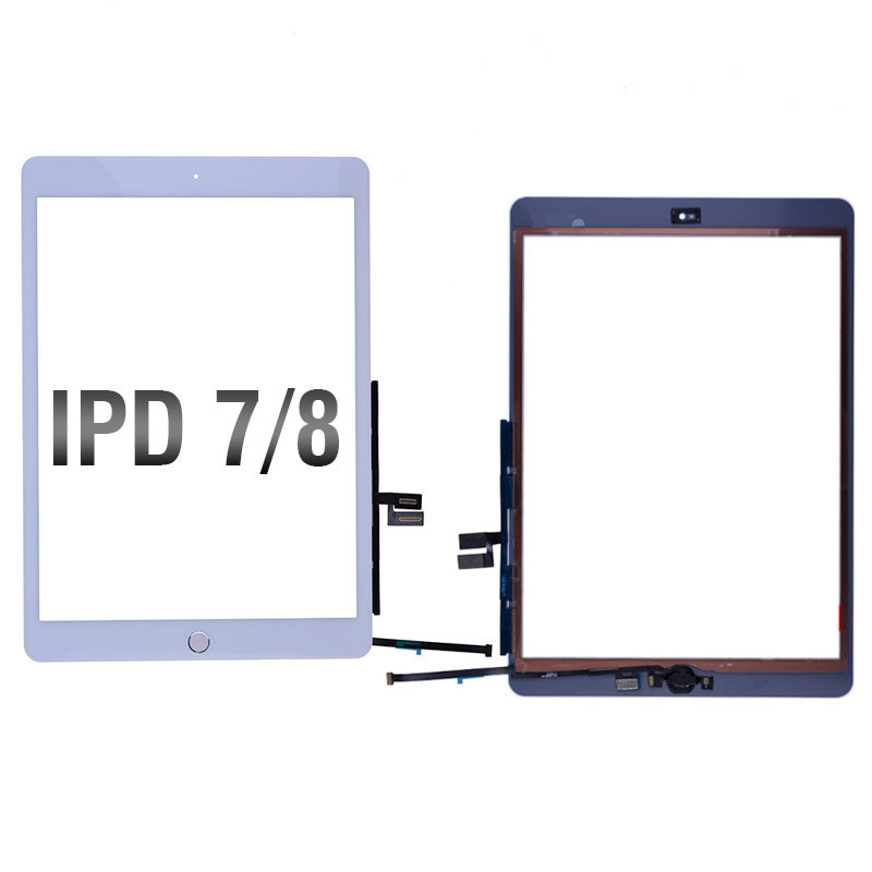 Touch Screen Digitizer With Home Button and Home Button Flex Cable for iPad 7(2019)/ iPad 8 (2020) (10.2 inches) (High Quality) - White