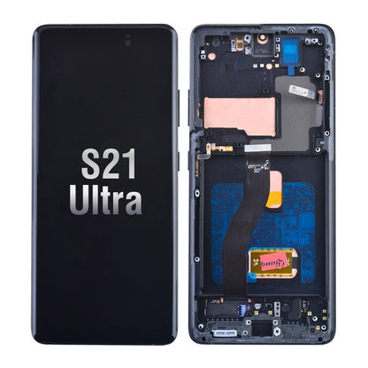 OLED Screen Digitizer Assembly Replacement with Frame for Samsung Galaxy S21 Ultra 5G G998 (Premium) - Phantom Black