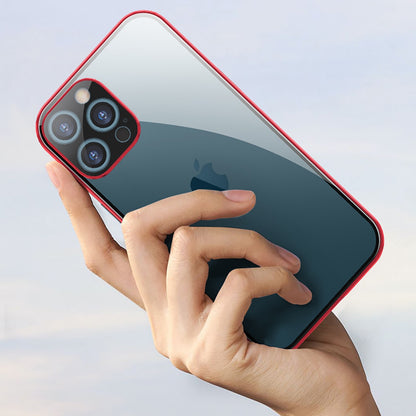 Metal Case with Front and Back Tempered Glass Protector for iPhone 15 - Red