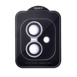 Glitter Camera Lens Tempered Glass Protector for iPhone 16/ 16 Plus - Black