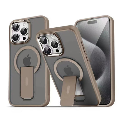 TPU and PC Case with Magnetic and Phone Stand for iPhone 16 Pro - Gold