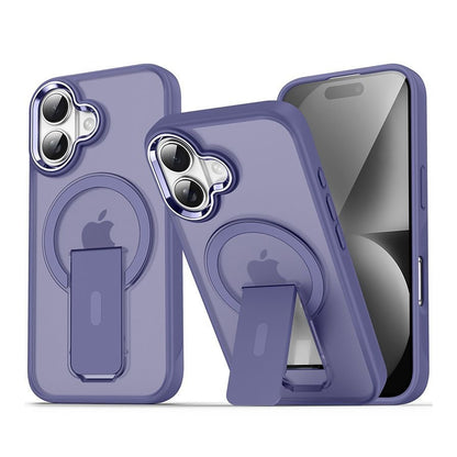 TPU and PC Case with Magnetic and Phone Stand for iPhone 16 - Purple