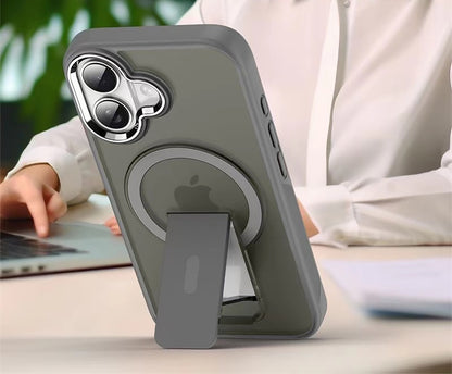 TPU and PC Case with Magnetic and Phone Stand for iPhone 16 - Dark Blue