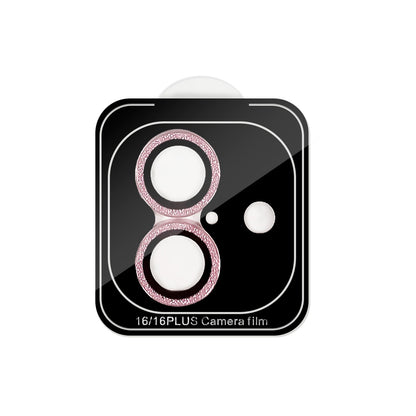 Glitter Camera Lens Tempered Glass Protector for iPhone 16/ 16 Plus - Pink