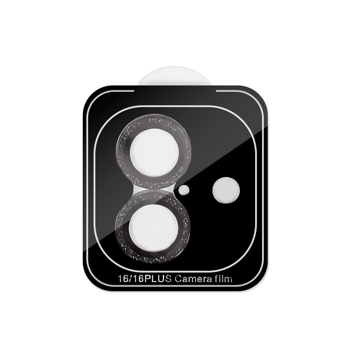 Glitter Camera Lens Tempered Glass Protector for iPhone 16/ 16 Plus - Black