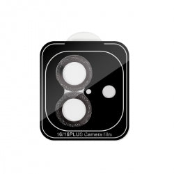 Glitter Camera Lens Tempered Glass Protector for iPhone 16/ 16 Plus - Silver