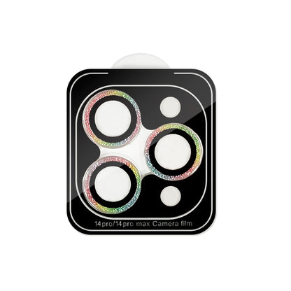 Glitter Camera Lens Tempered Glass Protector for iPhone 14 Pro/ 14 Pro Max - Colorful