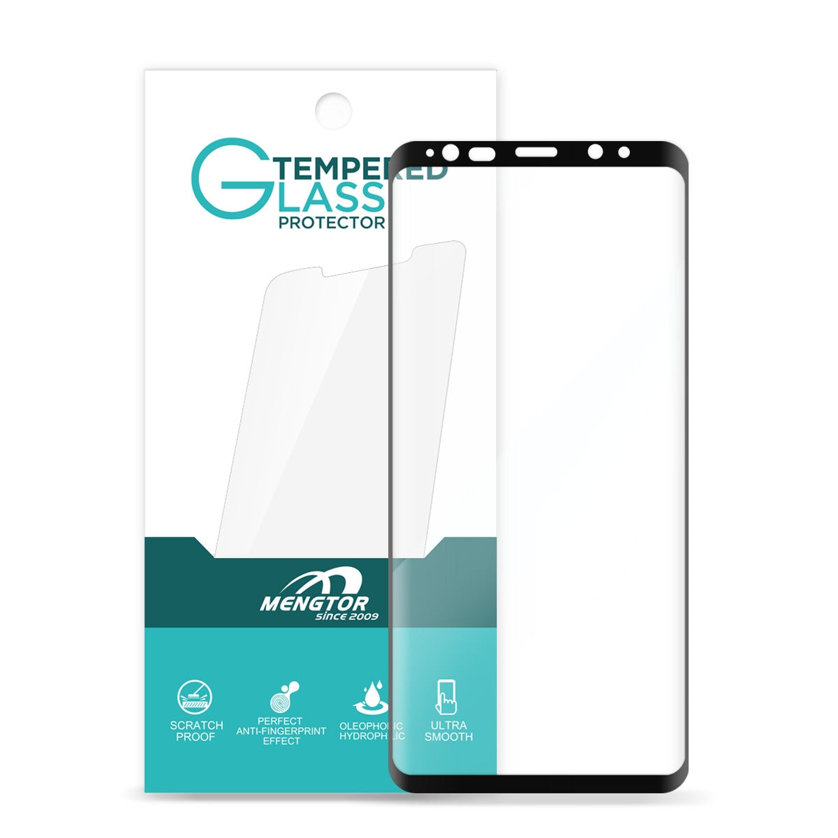 Full Curved Tempered Glass Screen Protector for Samsung Galaxy S9 G960 - Black (Retail Packaging)