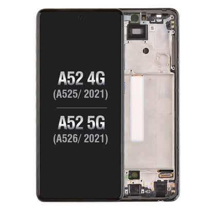 OLED Screen Digitizer Assembly With Frame for Samsung Galaxy A52 4G A525/ A52 5G (2021) A526 (Premium) - Awesome Black