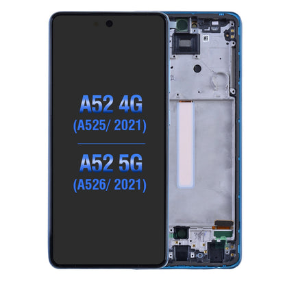 OLED Screen Digitizer Assembly With Frame for Samsung Galaxy A52 4G A525/ A52 5G (2021) A526 (Aftermarket)(1:1 Size) - Awesome Blue